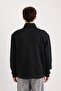 Regular Fit Stand Collar Zip Printed Sweatshirt A4469Ax24Au - 6
