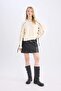 A-Line High Waist Faux Leather Mini Skirt D3016Ax24Wn - 4