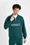 Boxy Fit Stand Collar Zip Printed Sweatshirt D1782Ax24Wn - 7