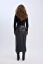 Pencil High Waist Slit Faux Leather Midi Black Skirt D3015Ax24Wn - 6