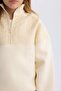 Girls Oversize Wide Fit Half Zip Basic Plain Inside Soft Feather Sweatshirt D6184A824Wn - 5