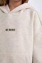 Oversized Wide Fit Hooded Printed Soft Fleece Inside Sweatshirt for Girls D6185A824Wn - 5