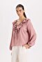 Ruffled V-Neck Basic Blouse E3393AX24WN