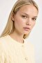 Regular Fit Crew Neck Hair Knit Patterned Button Closure Knitwear Cardigan C9044Ax24Wn - 4