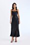New Year's Themed Degaje Neck A-Line Satin Strap Midi Dress E0471Ax24Au - 3