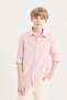Boys' Polo Collar Striped Linen Blend Long Sleeve Shirt D7878A825Sm