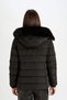 Water Repellent Lightweight Long Puffer Coat with Removable Faux Fur Hood Quilted Zipper Snap Pocket - 7