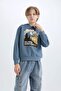 Cotton Regular Fit Long Sleeve Hooded Printed Sweatshirt for Boys D6226A824Cw - 4