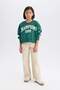 Girls' Relax Fit Crew Neck Printed Sweatshirt D7442A825Sp - 5