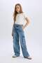 100% Cotton Wide Leg Cargo Wide Leg Jean Trousers for Girls D7089A825Sp - 4