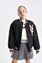 Waterproof College Collar Snap Pocket Bomber Coat Girls' C5408A824Au - 8