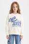 Girl's Relax Fit Crew Neck College Printed Sweatshirt D6615A824Au - 3