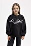 Oversize Wide Fit Crew Neck Printed Sweatshirt for Girls D4381A824Wn