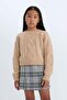 Crew Neck Braided Knitwear Sweater for Girls D1361A824Wn - 7