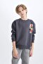 Boy Oversize Wide Fit Crew Neck Printed Sweatshirt D5787A824Wn - 5