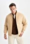 Water Repellent Regular Fit College Collar Zippered Double Pocket Seasonal Spring Bomber Jacket Coat D8486Ax24W - 3