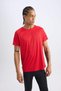 Red Standard Fit Crew Neck Sportsman Short Sleeve T-Shirt D0676Ax24Au - 7