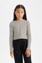 Polo Collar Striped Ribbed Camisole Girl's T-Shirt - Long Sleeve, Crop Cut D3368A824Au - 3