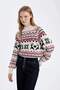 Regular Fit Patterned Half Turtleneck Sweater D1097Ax24Cw - 4