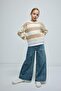 Striped Crew Neck Knitwear Sweater for Girls A6009A824Wn - 2