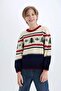 New Year's Themed Crew Neck Knitwear Sweater for Boys C9634A824Cw