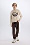 Boy's 2-Piece Set Hooded Printed Thick Sweatshirt Elastic Waist Sweatpants E1931A824Cw