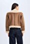 Double Breasted Collar Zippered Pocket Seasonal Plush Lined Jacket Coat D3993Ax24Wn - 6