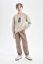 Boy's Lace-Up Waist and Elastic Leg Pocket Jogger Gabardine Trousers C7577A824Wn - 5