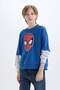 Marvel Spiderman Oversize Wide Fit Crew Neck Sweatshirt Boys D6813A824Wn - 3