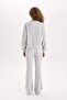 2-Piece Set Basic Plain Crew Neck Top Flexible Waist Long Bottom E3841Axns - 7