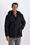 Regular Fit Detachable Hood Zippered Snap Pocket Coat D5971Ax24Cw - 4
