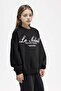 Oversize Wide Fit Crew Neck Printed Sweatshirt for Girls D4381A824Wn - 3