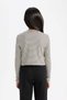 Polo Collar Striped Ribbed Camisole Girl's T-Shirt - Long Sleeve, Crop Cut D3368A824Au - 5