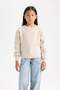 Oversize Wide Fit Crew Neck Knitwear Sweater for Girls C9576A824Wn