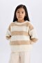 Striped Crew Neck Knitwear Sweater for Girls A6009A824Wn - 6