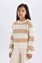 Striped Crew Neck Knitwear Sweater for Girls A6009A824Wn - 4