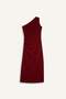 Bodycon Body-Hugging Basic One-Shoulder Burgundy Midi Dress E2469Ax24Wn - 6