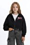 Printed Hooded Soft Fleece Zippered Sweatshirt for Girls D1569A824Wn