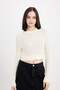 Regular Fit Crop Crew Neck Knitted Hollowed Sweater C6321Ax24Wn - 3