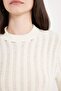Regular Fit Crop Crew Neck Knitted Hollowed Sweater C6321Ax24Wn - 5