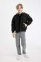 Boy's Water Repellent Removable Hooded College Collar Zippered Ribbed Sleeves Bomber Coat C5986A824Wn - 2