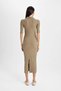 Bodycon Bodycon Button Polo Neck Ribbed Camisole Half Sleeve Midi Dress C2882Ax24Au - 5