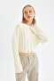 Regular Fit Crew Neck Hair Braided Sweater A8151Ax24Wn - 3