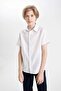 Regular Fit Textured Short Sleeve White Shirt for Boys B0776A824Au - 4
