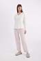 Pajama Set V-Neck Velour Long Sleeve Top Striped Elastic Waist Bottom-Fall in Love A6205Ax24Au - 2