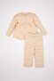 Pajama Set Rib Knit Hearts Printed Long Sleeve Top Long Bottom Baby Girl D3613A524Wn - 6