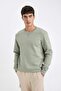 Regular Fit Crew Neck Thick Basic Plain Sweatshirt T3777Az24Au - 3