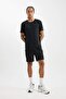 Breathable Defactofit Black Standard Fit Regular Cut Crew Neck Sportsman Short Sleeve T-Shirt C91 - 2