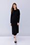 Relax Fit Crew Neck Crepe Long Sleeve Maxi Black Dress D7485Ax24Wn