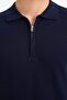 Navy Blue Standard Fit Regular Cut Zippered Polo Collar Knitwear Sweater D0621Ax24Au - 5